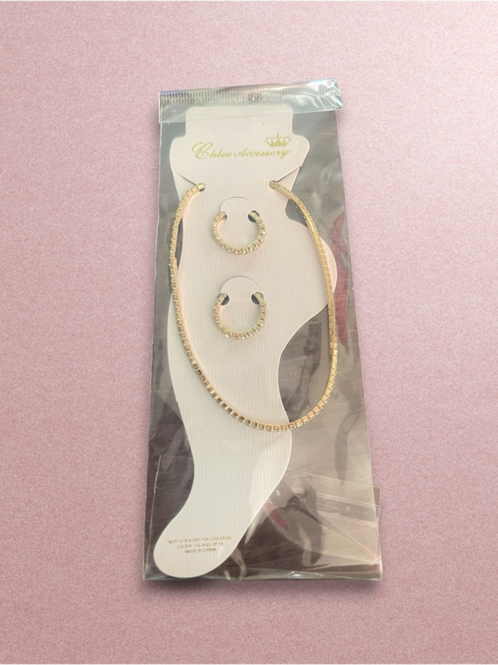Gold-Tone Necklace & Hoop Earring Set🌻🌻🌸
